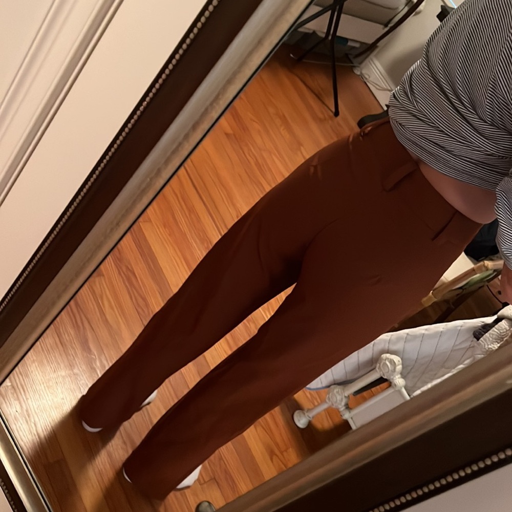 High Waisted Pleat Front Solid Colored Straight L… - image 6